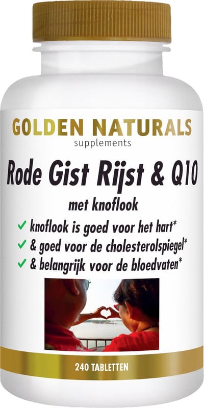 Golden Naturals Rode Gist Rijst & Q10 (240 veganistische tabletten)
