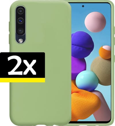 Hoesje - 2 Stuks - Geschikt voor Samsung Galaxy A50 - Sterk & Shockproof - Case Siliconen - Back Cover - Telefoon Hoes - Telefoonhoesjes - Groen