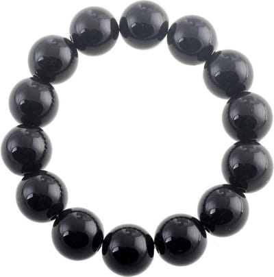 Behave Zwarte rekarmband 14mm bollen, 14-15cm polsomtrek