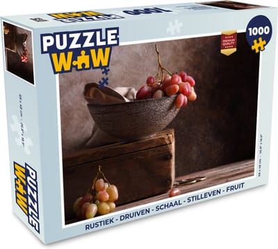Puzzel Rustiek - Druiven - Schaal - Stilleven - Fruit - Legpuzzel - Puzzel 1000 stukjes volwassenen