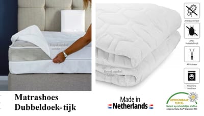 Matrashoes (Dubbeldoek tijk) 80x190 Dikte 24 cm Anti-allergische Wasbare hoes met rits Royalmeubelcenter.nl ®