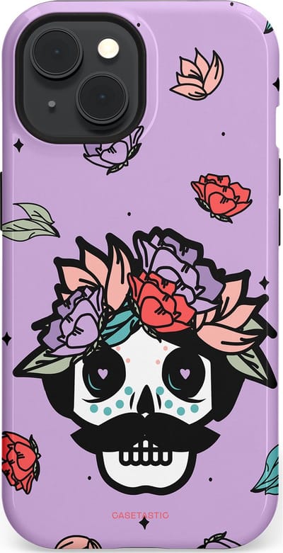 Casetastic Hoesje Geschikt voor Apple iPhone 15 Magsafe - Stijlvolle Beschermende Duo-layer Case - Schedel Snor