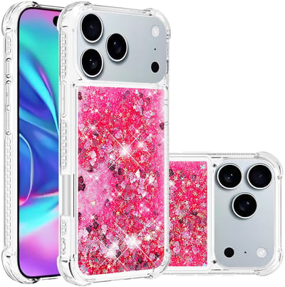 Coverup Hoesje - Geschikt voor iPhone 17 Pro Hoesje - Coverup Liquid Glitter Back Cover - Pink