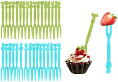 Dailygoody - Cocktailspiesen - Fingerfood Vorken - Herbruikbaar en Kleurrijk - Blauw en Groen - Ideaal voor Snacks - Perfect voor Feestjes
