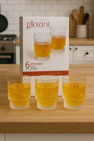 Glozini Mykonos Luxe Glaswerk – Set van 6 – 213 ml – Kristallook Drinkglazen