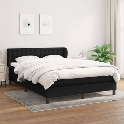 vidaXL - Boxspring - met - matras - stof - zwart - 140x190 - cm