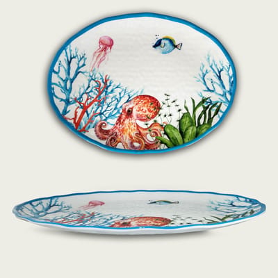 Arca ABISSI - Ovaal Vlak Melamine Bord 40x30cm – licht in gewicht – makkelijk stapelbaar – voor binnen en buiten