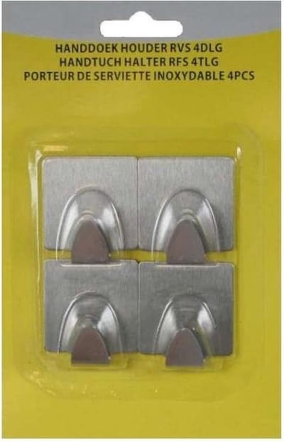 Jumada's Handdoekhaakjes - Zelfklevend - Muur haak - Zilver - Badkamer - Kamer - Vierkant - 4 stuks