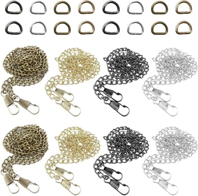 Ketting voor tas - Schouderriem D-ringen - Tas personaliseren - Uniek D-vormig ontwerp - 8 stuks 120 cm