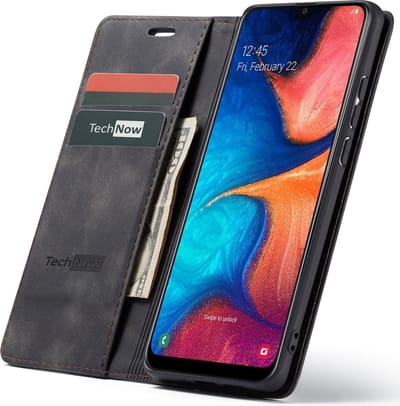Hoesje geschikt voor Samsung Galaxy A20e - Book Case Leer Slimline Zwart