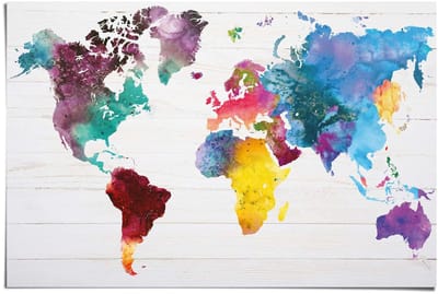 Poster Wereldkaart aquarel - 61 x 91,5 - Papier - REINDERS