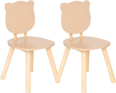Douceur Bear Kinderstoel - Kindermeubel - Set van 2 - Kinderstoelen - Ergonomische Kinderstoel - MDF & Hout - 26 x 26 x 49 cm - Beige