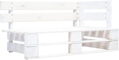 Tuin Hoekbank - Pallet Bank - Ontspannen Buiten - Geïmpregneerd Grenenhout - 65 x 110 x 55 cm - Wit
