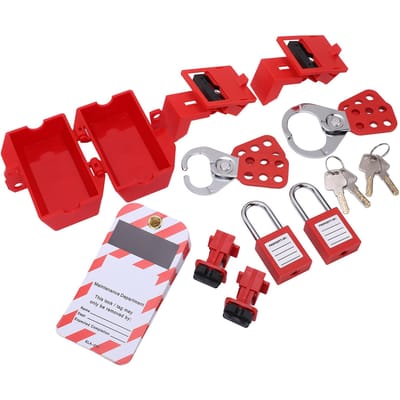 Elektrische Lockout Tagout Kit met Stroomonderbreker Vergrendelhaspen Loto Tags Veiligheidshangsloten Sleutels voor