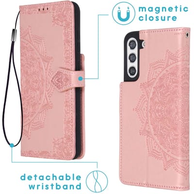 imoshion Hoesje - Geschikt voor Samsung Galaxy S21 FE - Mandala Bookcase - Rosé Goud