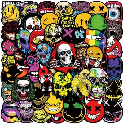 50 stuks Halloween Eng Gezicht Graffiti Waterdichte Stickers Voor Bagage Telefoonhoes Laptop Notebook Decals Sticker Story Store