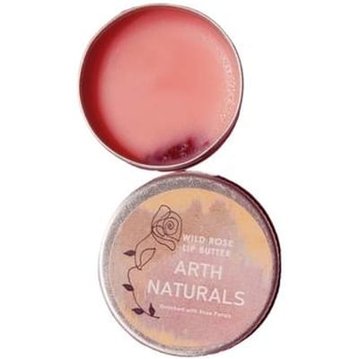 Arth Naturals Wilde Roos Lippenbalsem - genees droge lippen met Vitamine E, Verrijkt met Biologische, Shea Butter en Rozenblaadjes - 8 g Halal Product pink