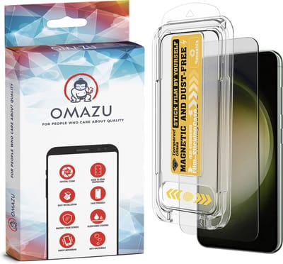 OMAZU Sumo Sterk Tempered Glass Screenprotector (Full Screen) 1-pack, Geschikt voor Samsung Galaxy S24 (6.2’’), Met handige OMAZU Magnetische installatie applicator, voor een foutloze applicatie