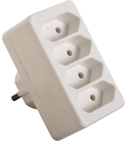 4-Weg Eurostekker voor 230V, Wit