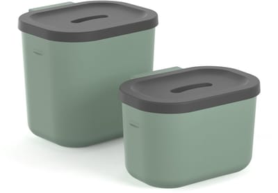 Rotho set bio-afvalbakken - kompostemmer - 2-delig (3,2 ltr + 6 ltr) - 100% gerecycled kunststof - Salsa -groen