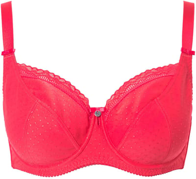 Ulla Popken - Dames - Beugelbeha jacquard kanten rand - Roze - Maat 115C