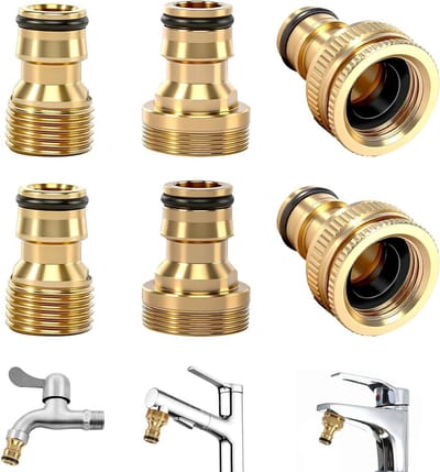 Universele kraanaansluiting 1/2 en 3/4 inch - 6 stuks messing slangkoppeling voor tuinslang en wateraansluiting