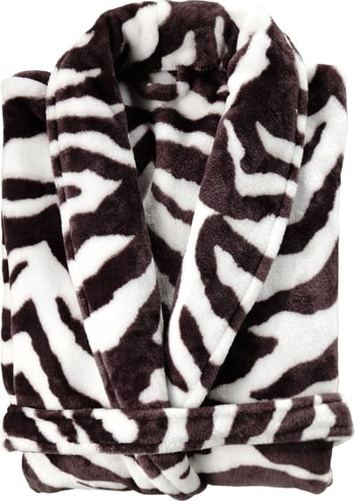 Zohome Zebra Badjas Lang - Flanel Fleece - Maat S - Brown - Badjas Dames - Badjas Heren