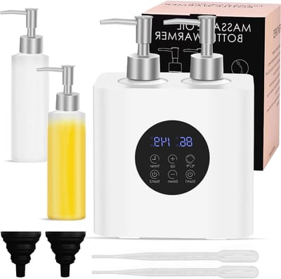Professionele Massageolie Verwarmer voor SPA, Elektrische Lotion Heater met 4 Flessen Dispenser, Verstelbare Temperatuur voor Thuis en Salongebruik