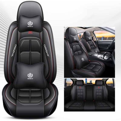 Housse de siège auto 5 places en cuir, ensemble complet, housse de siège universelle quatre saisons, housse de siège berline SUV Deluxe model noir
