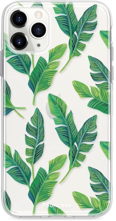 Fooncase Hoesje Geschikt voor iPhone 11 Pro Max - Shockproof Case - Back Cover / Soft Case - Banana leaves / Bananen bladeren