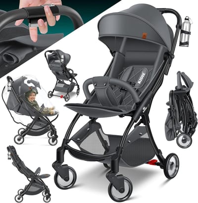 Lichte en Compacte Kinderwagen met 360° Draaibare Wielen en Regenhoes