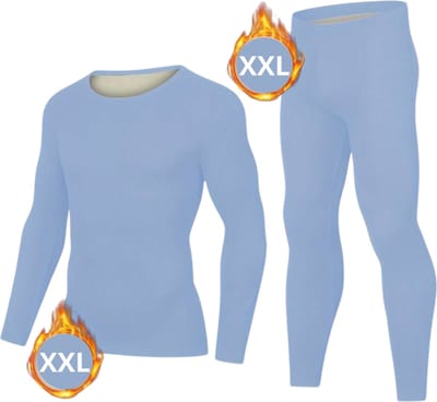 Bovista Thermokleding Set - Thermobroek - Thermoshirt - Thermo - Beenverwarmers - Voor Heren - Fleece - Broek + Shirt - Lichtblauw - Maat XXL