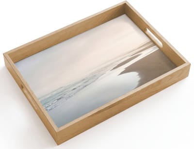 Dienblad hout 40x30 cm - Schootdienblad - Kustlijn - Strand - Oceaan - Borrelplank rechthoek - Plateau dienbladen