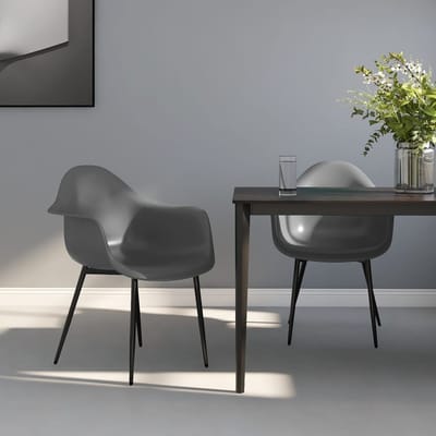 vidaXL - Eetkamerstoelen - 2 - st - PP - grijs