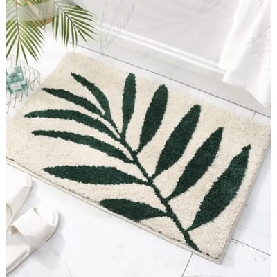 Badkamermat Mat Antislip Microvezel Fluffy Tropische Blad Badmatten Badkamer Vloer Absorberend Tapijt voor Douche Bad Deurmat 40*60CM black