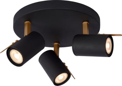 Lucide GRONY - Plafondspot (Plafondlamp) - LED Dim to warm - GU10 - 3x5W 2200K/3000K - Zwart