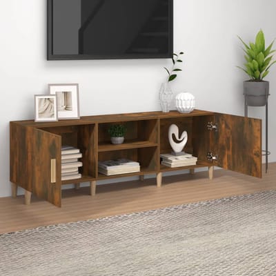 vidaXL - Tv-meubel - 150x30x50 - cm - bewerkt - hout - gerookt - eikenkleurig