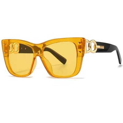 Nieuwe Mode Grote Montuur Cat Eye Zonnebril Voor Dames Street SFashionable Zonnebril voor Vrouwen Rijbril UV400 yellow