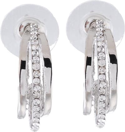 Behave - Zilverkleurige oorsteker met facet geslepen glasstenen - Fashion sieraden