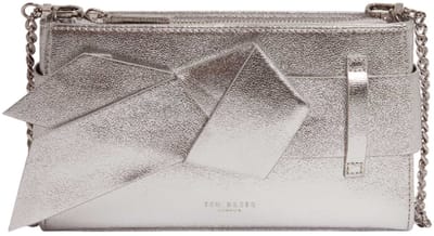 Ted Baker clutch schoudertas Jimmah Soft PU Bow Clutch Bag Silver - Col zilverkleurig