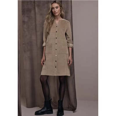 Corduroy jurk in effen kleur
