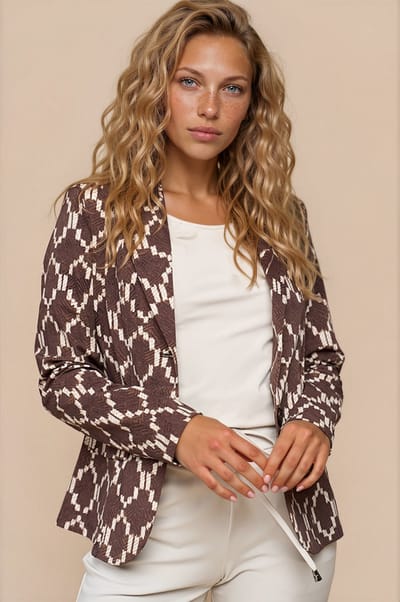 MI PIACE - Travel Blazer Ikat Print 202015 Espresso - Maat : L
