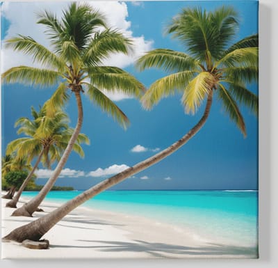 Canvas Schilderij - Landschappen - Palmboom - De Zee - 40x40x2 cm