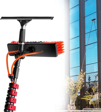 Telescopische stang - Reinigingsset - Ramen wassen - 180° draaibare borstel - Tot 12 meter - Aluminium