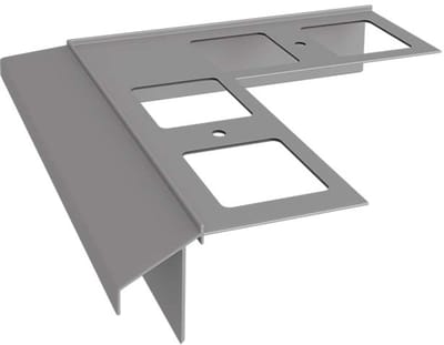 Renoplast® Aluminium Hoek 90° Voor Dakrandprofiel K100R Grijs - Afwerking Van Terrassen En Balkons - Tegelvloeren Op Lijmmortel - Waterafvoersystemen Hoekprofiel - Corrosiebescherming