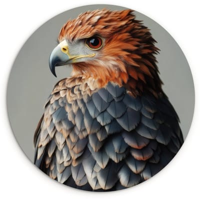 WallCircle® Wandcirkel 120x120 cm - Muurcirkel Vogel - Realistisch - Veren - Bruin - Muurdecoratie woonkamer - Wanddecoratie slaapkamer - Kamer decoratie accessoires - Ronde schilderijen XXL