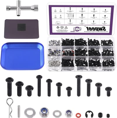 502-delige Universele RC Schroefset met Bevestigingsmaterialen voor 1/8, 1/10, 1/12 en 1/16 Schaal RC Auto's, Ideaal voor Modelbouw en Reparaties