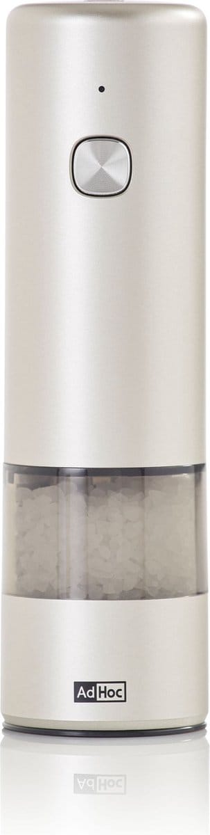 AdHoc i.Mill Elektrische Peper- of Zoutmolen – Lichtgrijs – Kunststof & RVS – Oplaadbaar – 17 cm