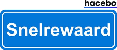 Hacebo - Plaatsnaam Sticker - 29x10 CM - Snelrewaard sticker - Verkeersborden sticker - grappige cadeaus - Snelrewaard