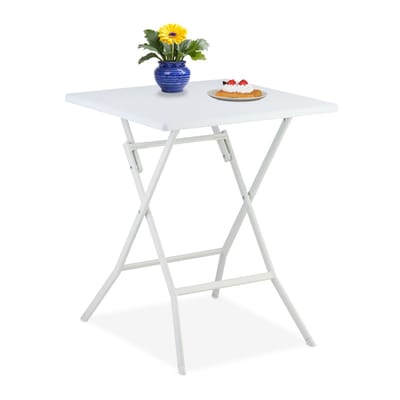 inklapbare tuintafel - met houtlook - 73x62x62 cm - balkontafel - tot 100 kg - wit